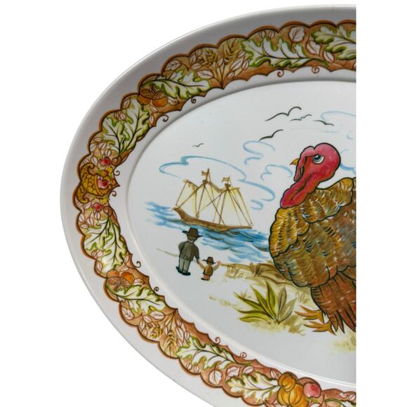 Brookpark Lg Thanksgiving Turkey Platter Oval Serving Tray‎ Melamine 21" Harvest - Picture 2 of 9